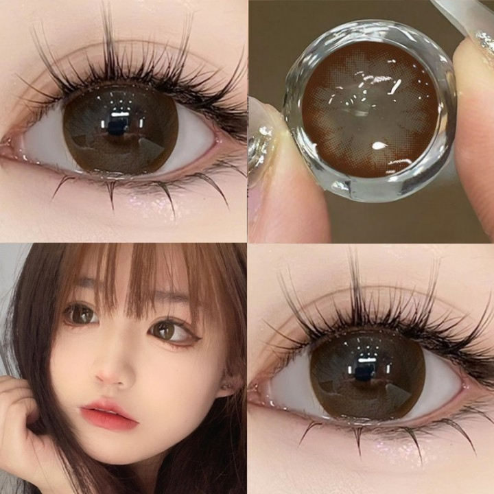 เลนส์แฟชั่นเรนเดอร์สีมาก เลนส์สไตล์ประจำวัน เลนส์น่ารักๆ ขนาดใหญBig eyes Brown/Blcak 14.5mm Monthly Replace