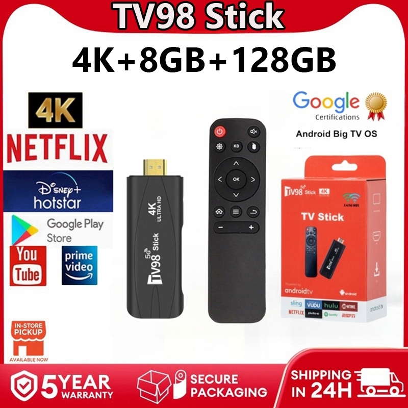 TV98 5G WIFI TV BOX SmartTV Stick TV Stick8gb Ram 128gb Rom Android 12.0 TV Stick Unlock Google Assi