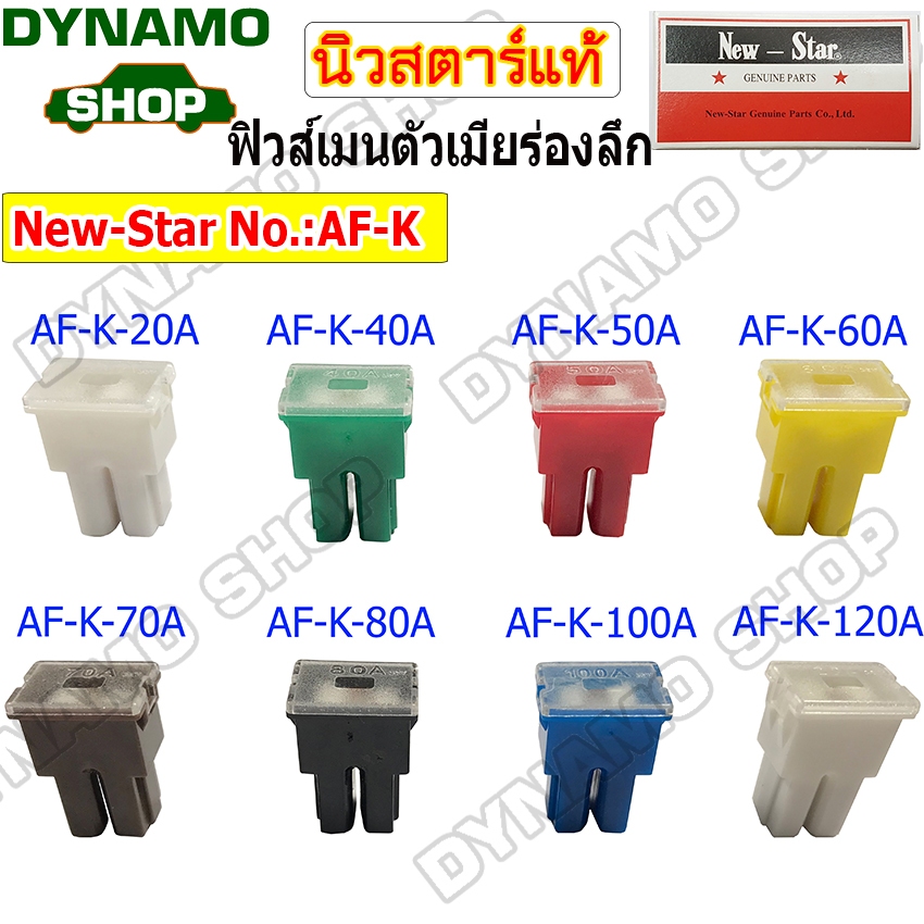 ฟิวส์เมน ตัวเมีย ร่องลึก FUSE MAIN 20A,40A,50A,60A,80A,100A,120A ยี่ห้อนิวสตาร์