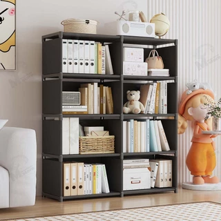 [แถวเดียว/สองแถว] ชั้นวางของ ชั้นวางหนังสือ วางของใช้อเนกประสงค์ 5ชั้น 6ชั้น มีให้เลือก 3สี ขาว/ดำ/เทา สไตล์มินิมอล QF