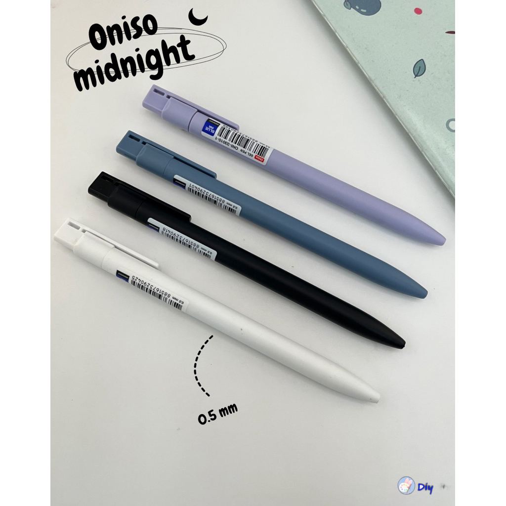 Oniso ปากกาเจลแบบกด MIDNIGHT ONI-33010 minimal style ขนาด 0.5 มม. หมึกน้ำเงิน เขียนลื่น