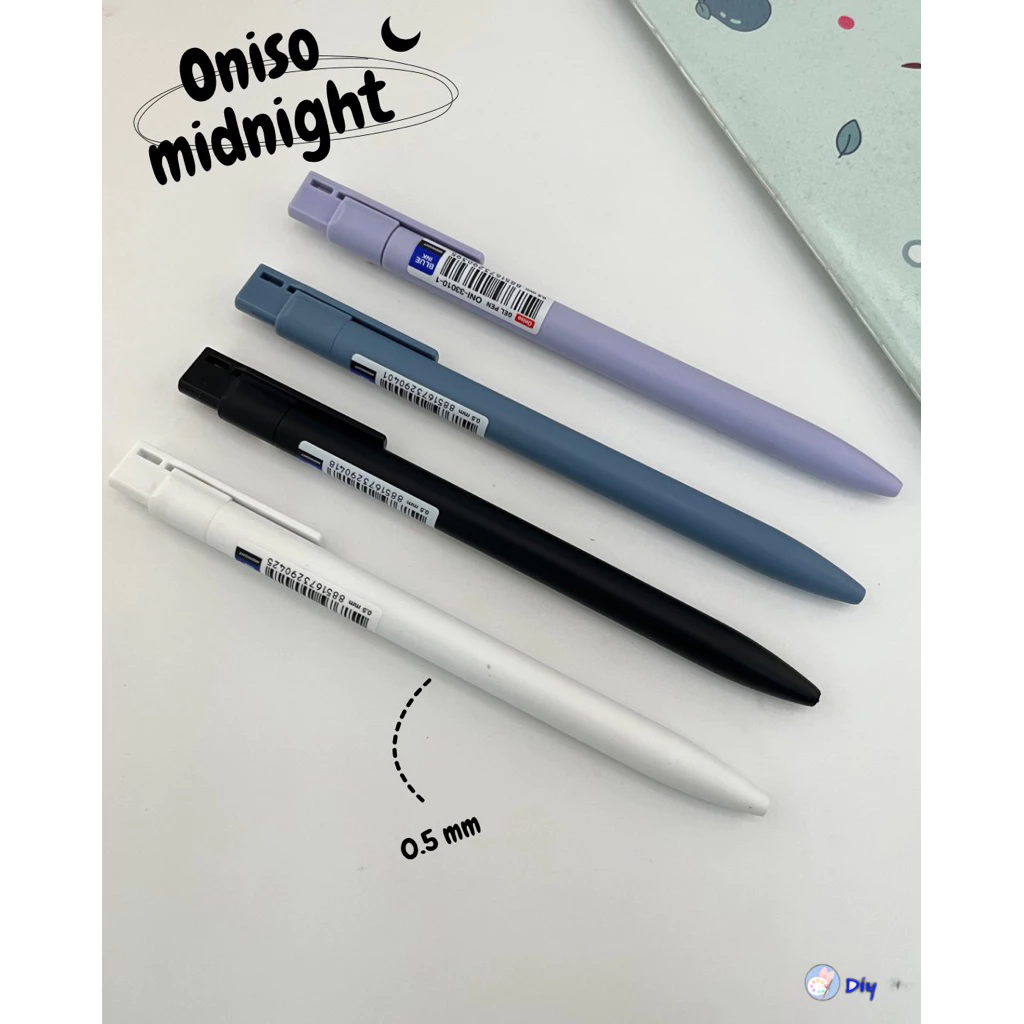 Oniso ปากกาเจลแบบกด MIDNIGHT ONI-33010 minimal style ขนาด 0.5 มม. หมึกน้ำเงิน เขียนลื่น