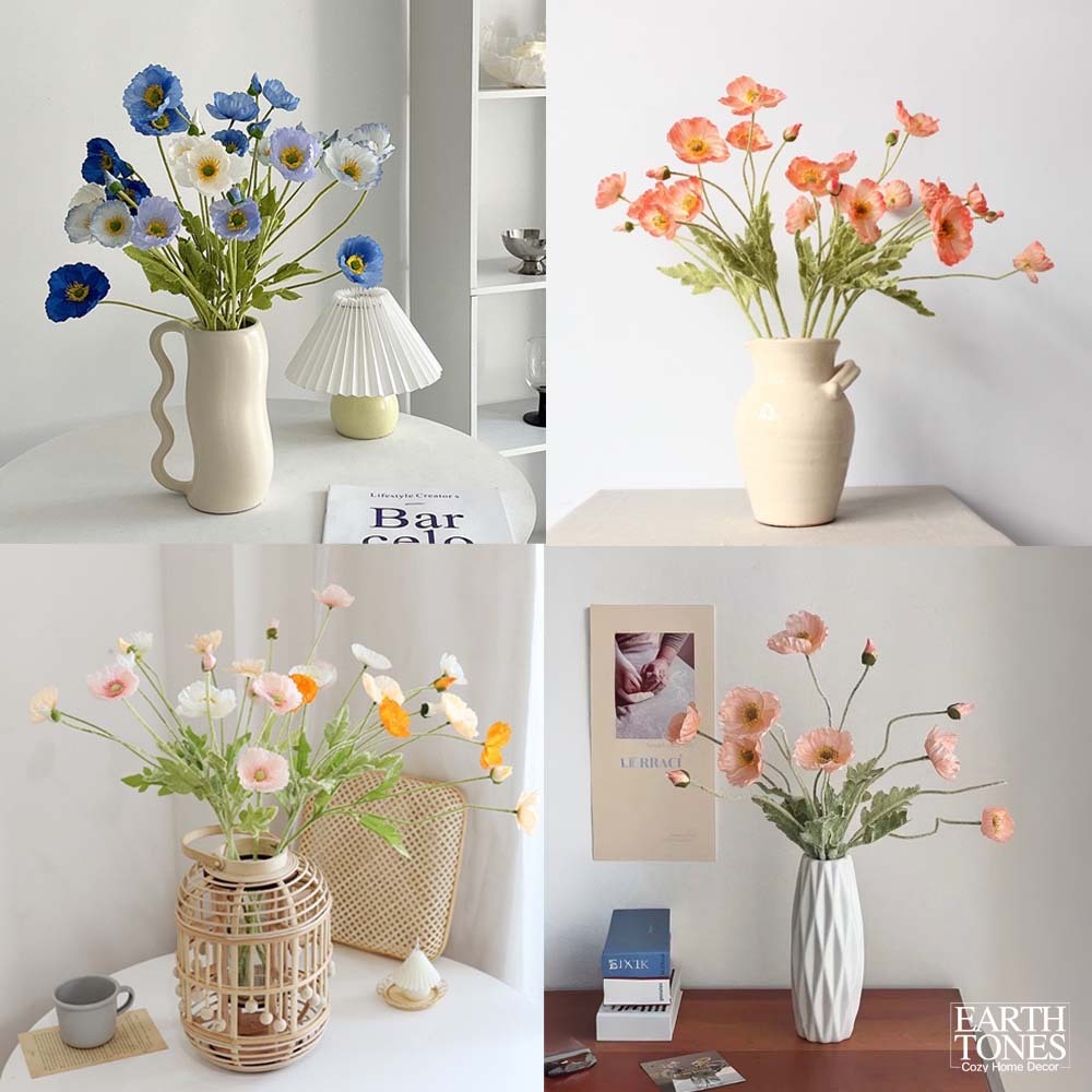 [ร้านไทย] ดอกป๊อปปี้เกาหลี ดอกใหญ่ สูง 60cm🌼 Poppy Flower ดอกป๊อปปี้ ดอกไม้ปลอม ดอกไม้ประดิษฐ์ พร็อพถ่ายรูป