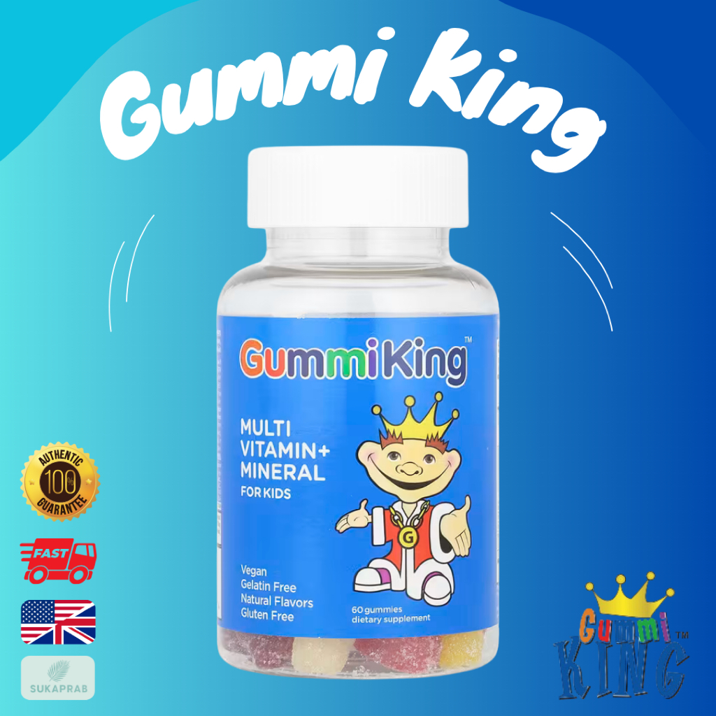 GummiKing Multi Vitamin Mineral Kids Gummi King Orange Lemon Grape Cherry Grapefruit 60 Gummies
