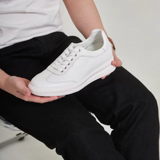Off-White Prime Sneakers รองเท้าผ้าใบหนังแท้สีขาวเพิ่มความสูง 7.5 ซม. | รองเท้าเสริมส้น Chuniverse