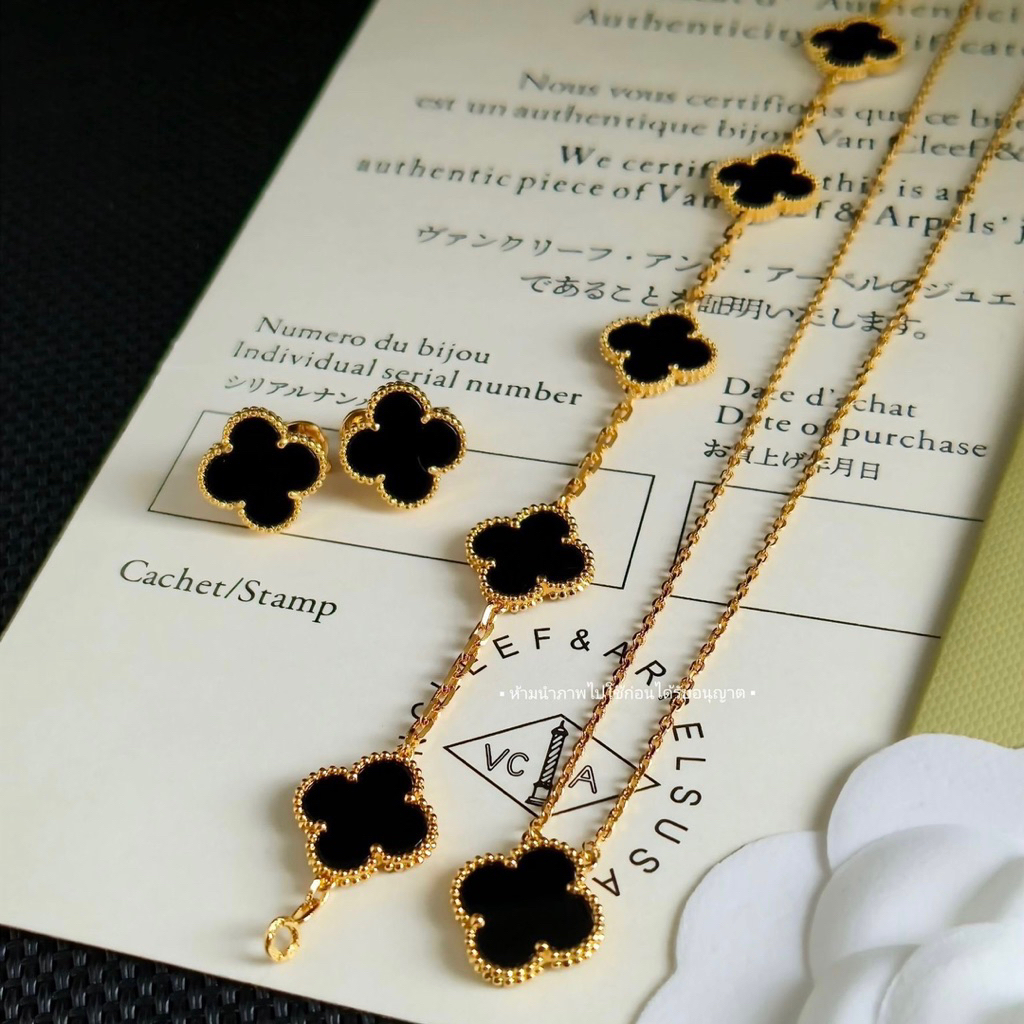 เซตสร้อยคอ+สร้อยข้อมือ+ต่างหูVCA ⚜ เทียบแท้1:1ปั๊มแบรนด์ครบ,งานสวยเป๊ะอะไหล่สีทอง พร้อมส่งจากไทย🚩