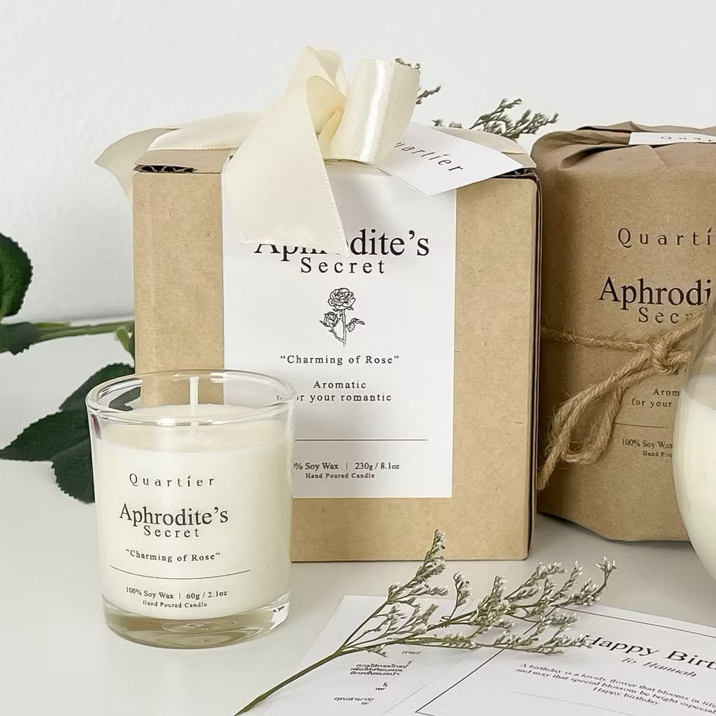 เทียนหอม 100% Soy Wax พร้อมกล่องของขวัญ พิมพ์การ์ดอวยพรได้ - Quartier