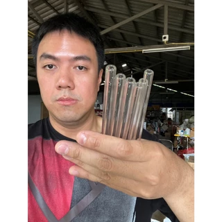 (6อัน)หลอดแก้วทนความร้อน แบบสั้น ยาว15cm สำหรับใช้กับแก้วกาแฟลาเต้หรืออื่นๆ สีใส ออกใบกำกับภาษีได้ รหัสkornz 62125