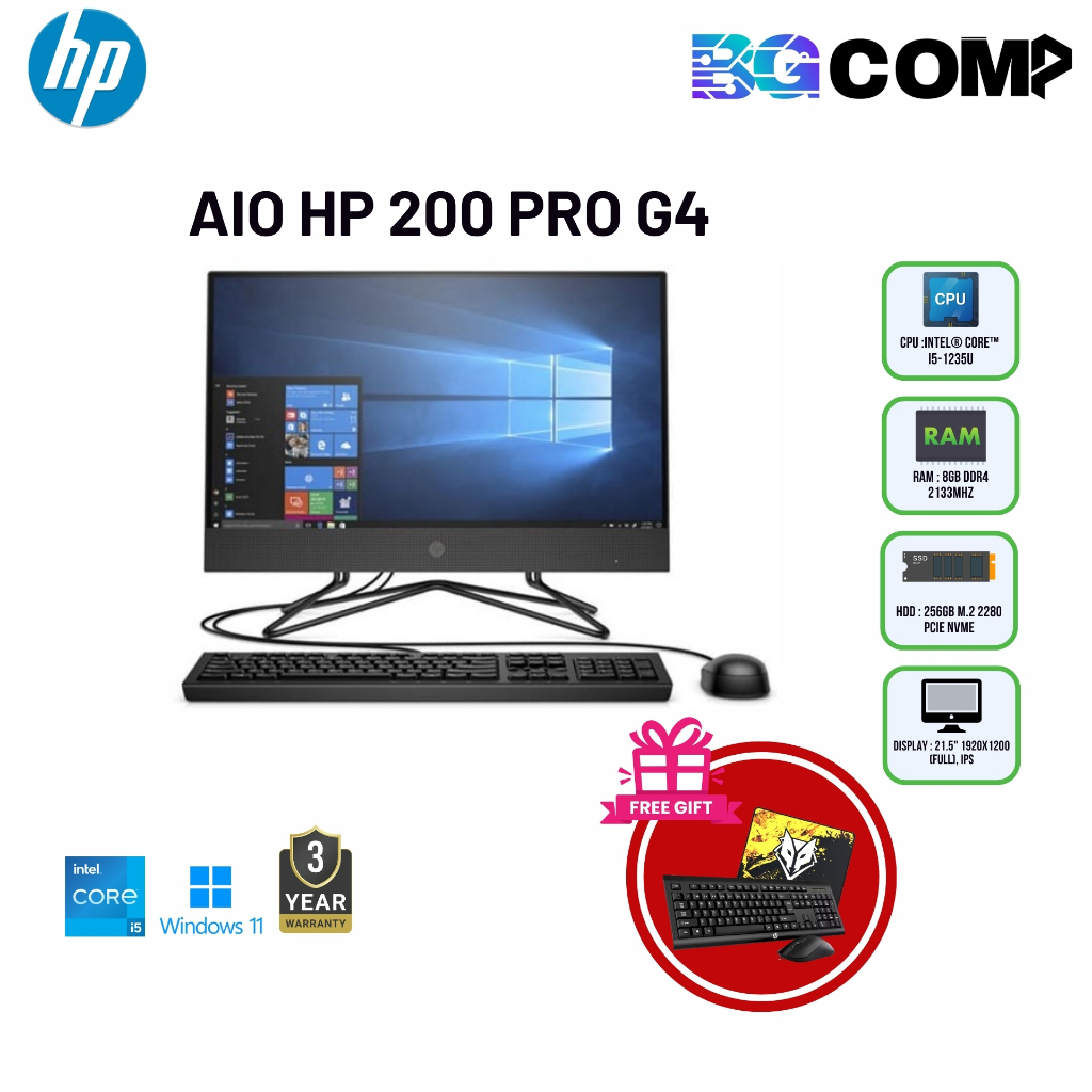 AIO HP Pro 200 G4  i5-1235U/8GB/256GB SSD/21.5″ FHD/Win11Home