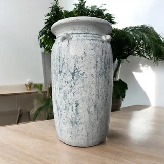 Flowerpot กระถางดินเผาทรงตรงปากแบน วินเทจสไตล์ มีหู 4 หู ขนาด 26 x 47 cm. ใช้ทำเป็นที่ใส่เก็บร่มได้