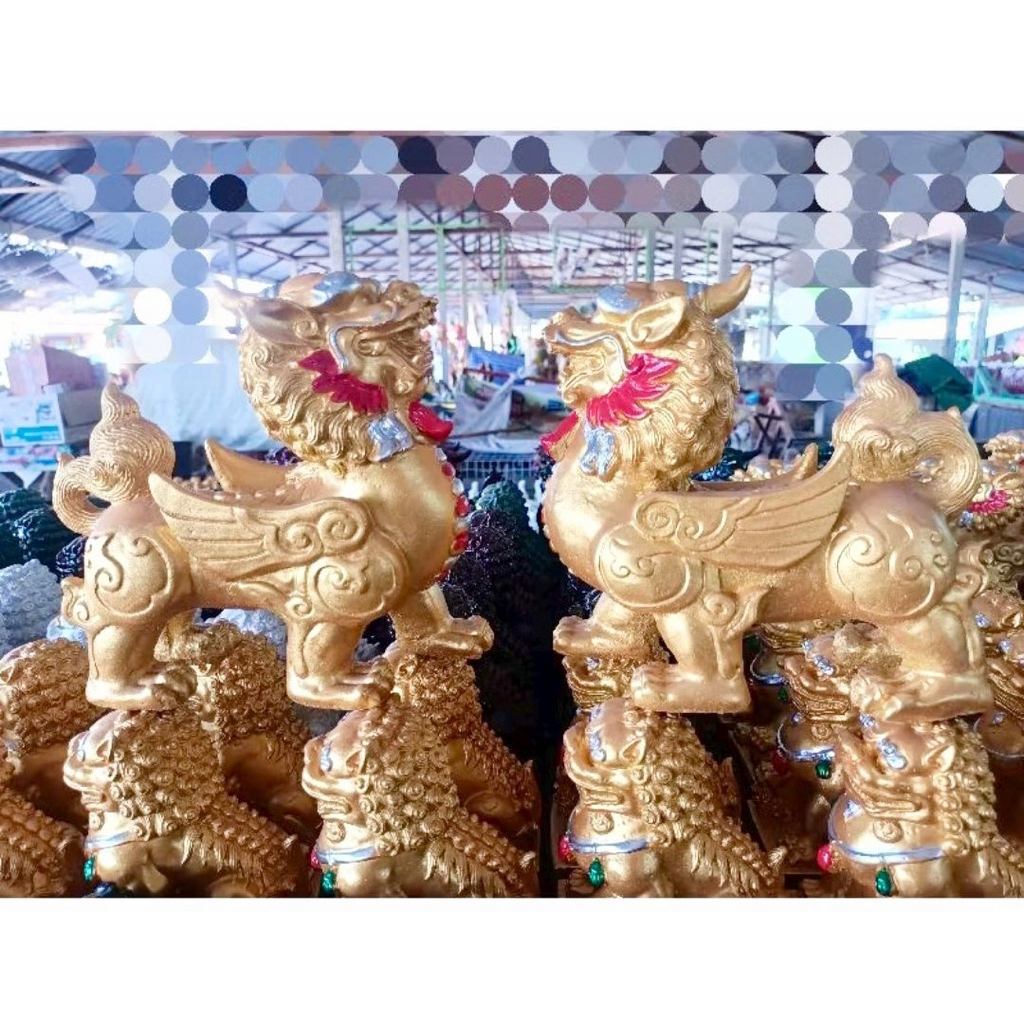 รูปปั้นปี่เซียะคู่มงคล บูชาเรียกทรัพย์ให้มั่งมี ค้าขายร่ำรวยมี3สี สินค้าขนาดกลาง