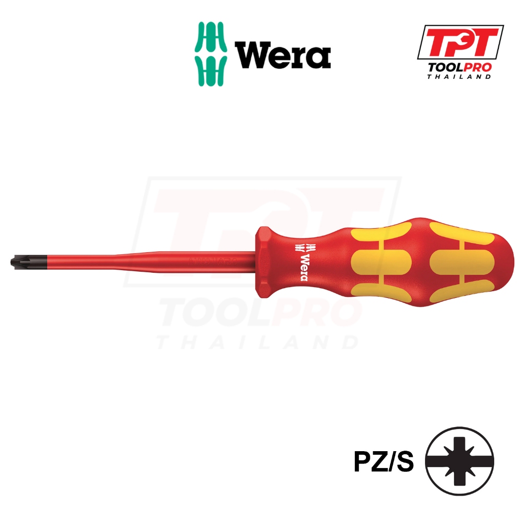 Wera ไขควงกันไฟฟ้า ปลายสลิม 165 iS PZ/S VDE PlusMinus Pozi/Slotted Extra Slim Screwdriver