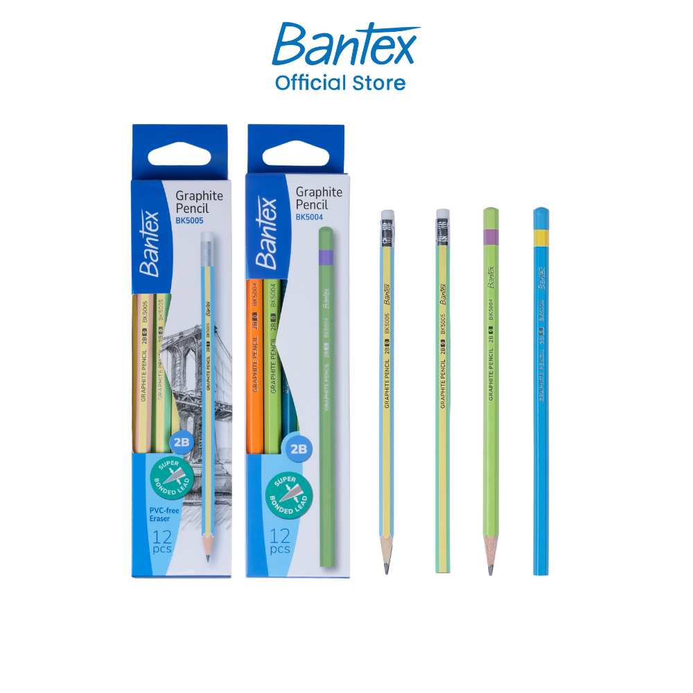 [ของแถมฟรี] Bantex ดินสอ 2B แพ็ค 12 ด้าม ดินสอไม้ ไส้ดำ อุปกรณ์การเขียนและสำนักงาน Pencils