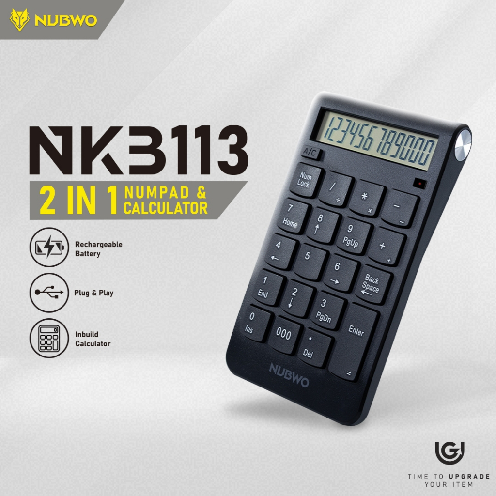 2 in 1 Nubwo NKB113 Numpad+Calculator 2 In 1 แป้นพิมพ์ตัวเลขไร้สาย+เครื่องคิดเลข
