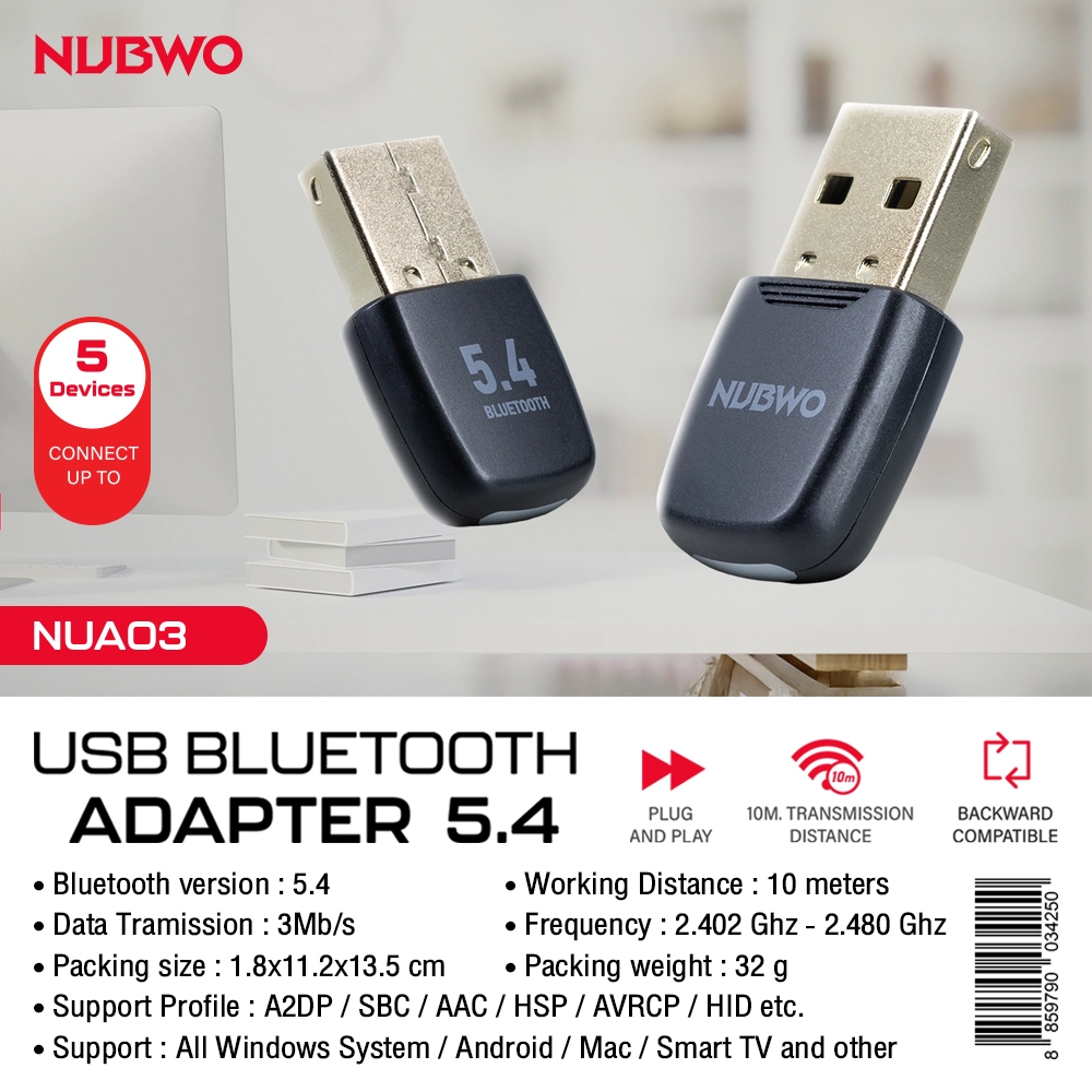 USB บลูทูธ 5.4 NUBWO รุ่น NUA03 USB Bluetooth 5.4 สำหรับ PC