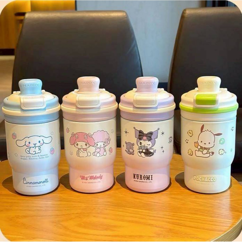 แก้วน้ำเก็บอุณหภูมิ Sanrio สินค้าลิขสิทธิ์แท้💯💯💯 ตัวฝาสามารถดื่มได้ 2 ระบบ แบบยกดื่ม/หลอดดูด ความจุ 410ml ราคา 319 บาท
