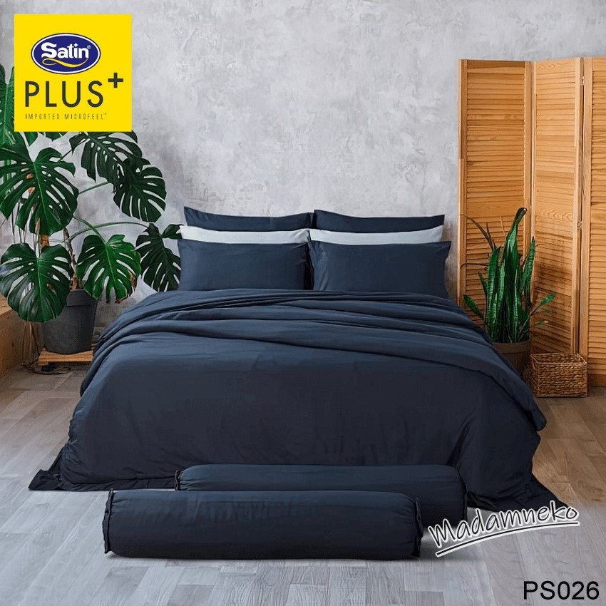 Satin Plus ชุดผ้าปูที่นอน สีพื้น Solid สีเทาเข้ม DARK GRAY PS026