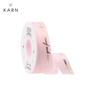 (40หลา) ริบบิ้นผูกของขวัญ ผูกเค้ก ช่อดอกไม้ พิมพ์ลายสีทอง love you forever ขนาด 2.5 cm พร้อมส่งจากไทย