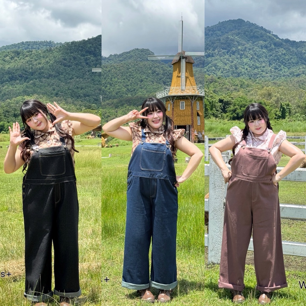 (WR) ชุดเอี้ยมทรงโอเวอร์ไซส์ ผ้ายีนส์แท้100% แมทซ์กับเสื้อแบบไหนก็น่ารัก ดูเด็กๆ เสื้อผ้าสาวอวบอ้วน พลัสไซส์ ไซส์ใหญ่