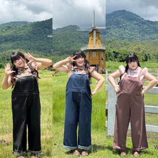 (WR) ชุดเอี้ยมทรงโอเวอร์ไซส์ ผ้ายีนส์แท้100% แมทซ์กับเสื้อแบ…