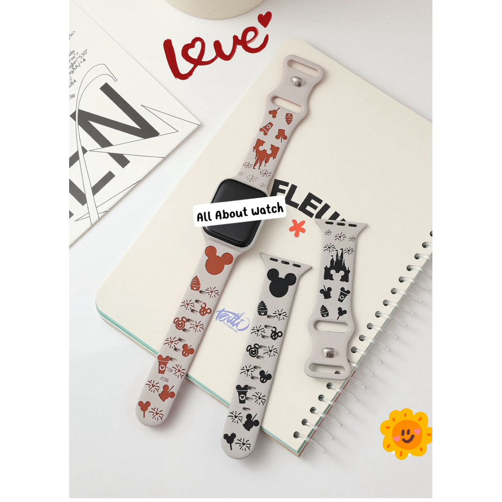 พร้อมส่ง สายนาฬิกา ปั้มลายมิคกี้ แบบใหม่ ใช้ได้กับ Smart Watch 10 9 8 7 6 5 4 3 2 1 Se Ultra และCD99