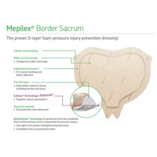 Mepilex Border Sacrum สำหรับแผลกดทับที่ก้นกบ ของแท้พร้อมส่ง EXP 2028 (ราคาต่อ 1 แผ่น)