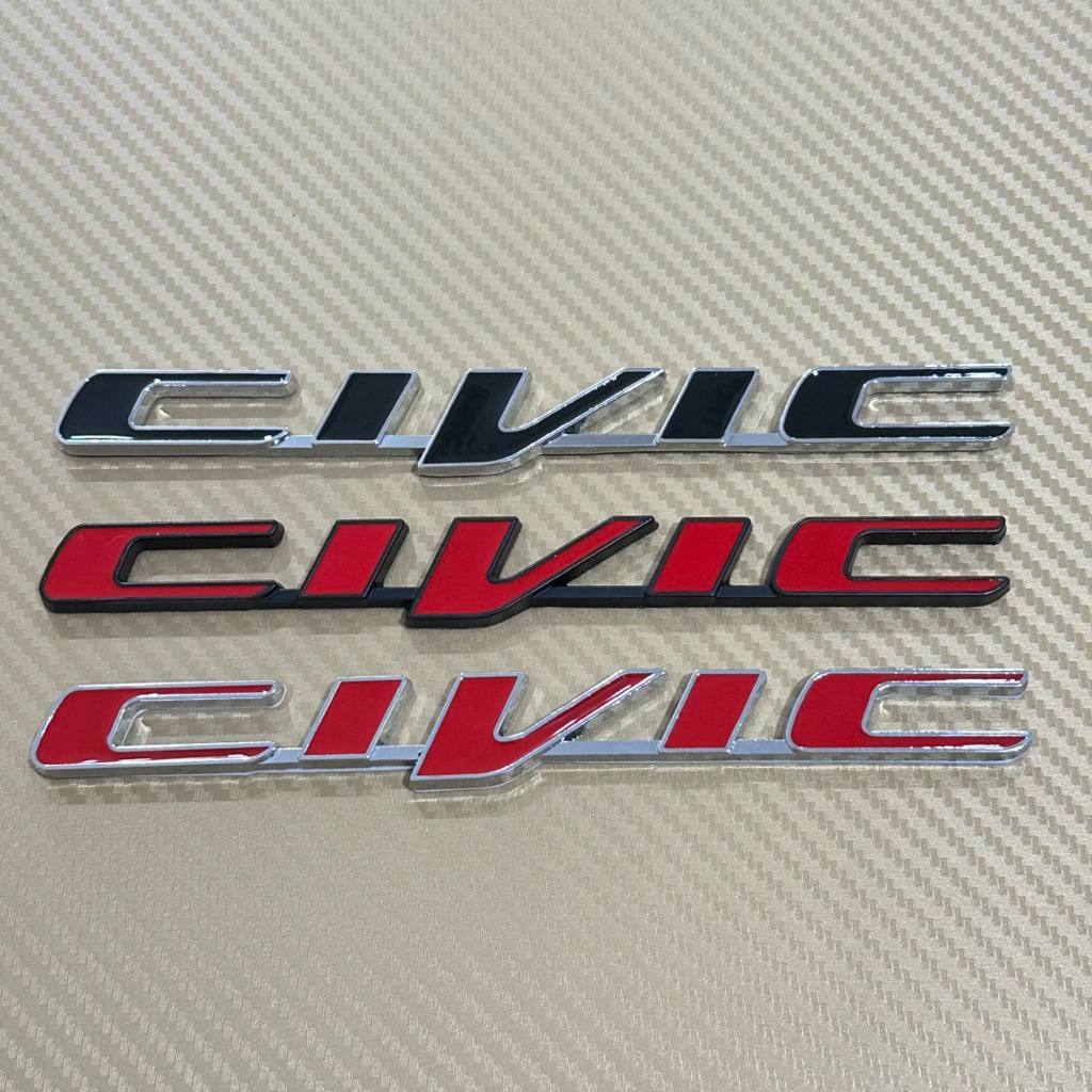 โลโก้* CIVIC รุ่น FB งานโลหะ ติดรถ Honda  ขนาด  2.2 x 17.5 cm  ราคาต่อชิ้น