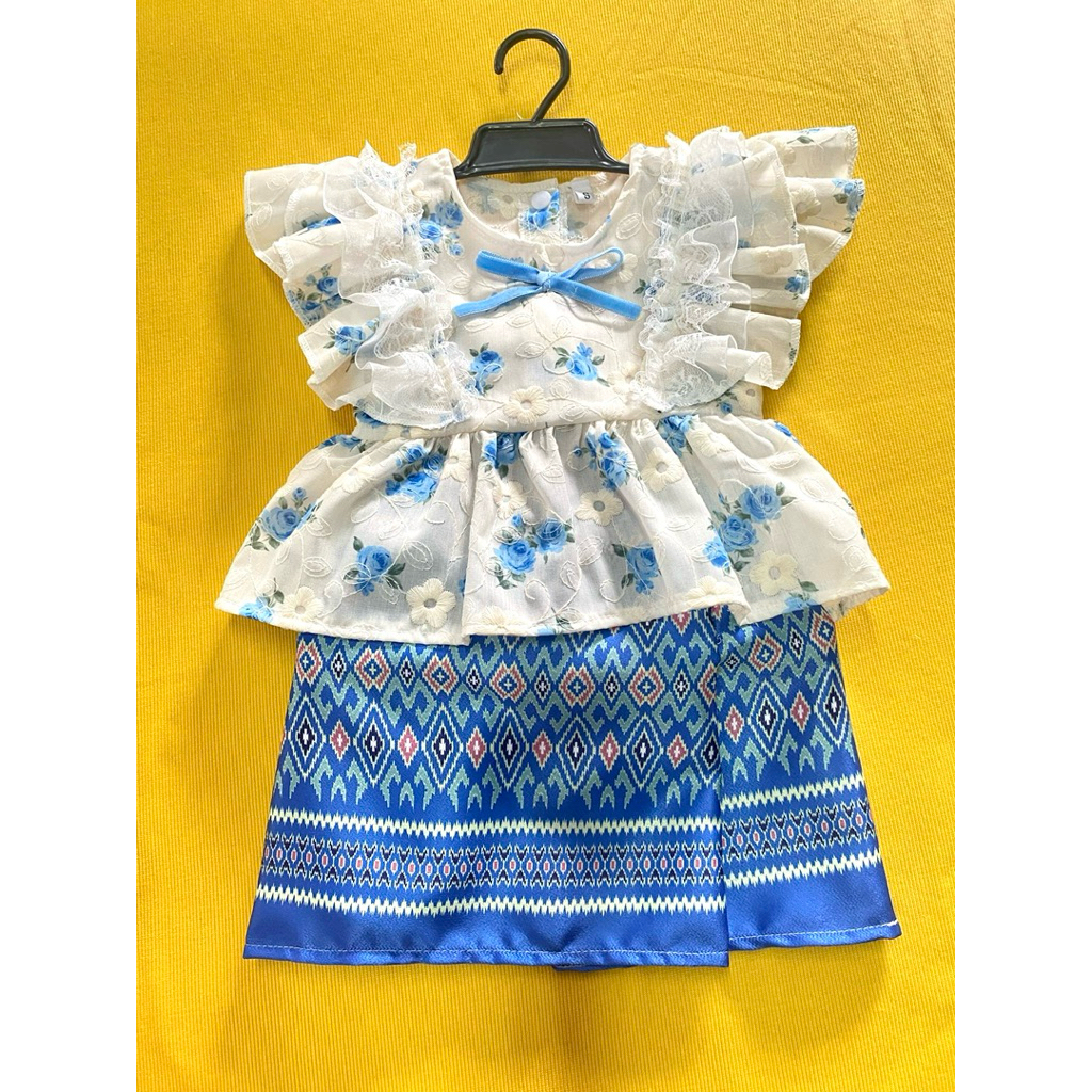 ชุดไทยเด็กผู้หญิง ผ้าฉลู+ลูกไม้ 🌷ลายกุหลาบ 🌷สุดน่ารัก🌷 เสื้อ+ผ้าถุง - รูปที่ 5