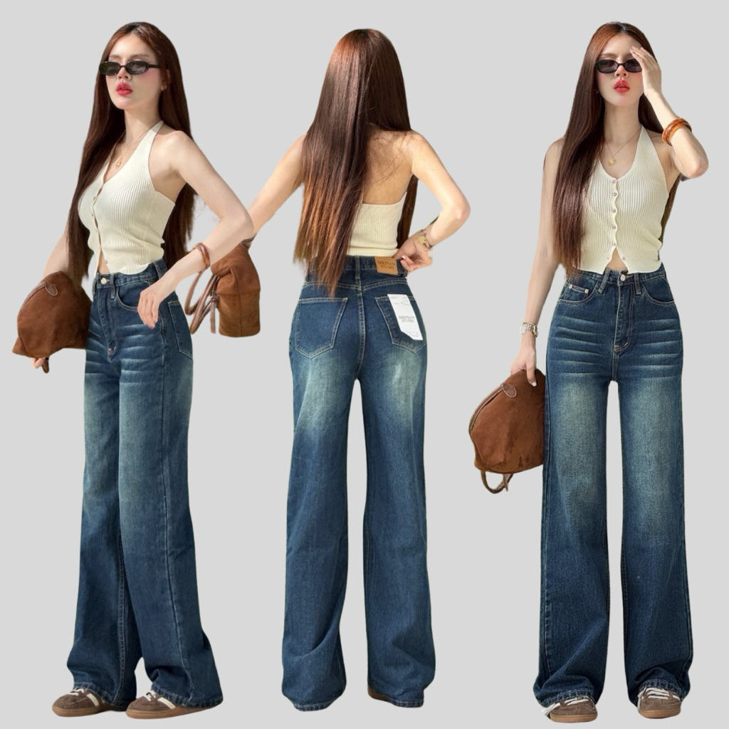 New collection กางเกงยีนส์ขากระบอกตรงผ้ายืดพรีเมี่ยม ทรงสวยใส่แล้วดูเท่สุดๆ ผ้าหนานิ่มใส่สบาย ป้าย SIRINAN