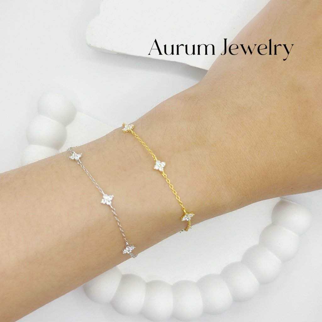 Aurum Jewelry: Florette Silver Bracelet สร้อยข้อมือเงินแท้ รุ่น Florette (ราคาต่อ 1 ชิ้น)