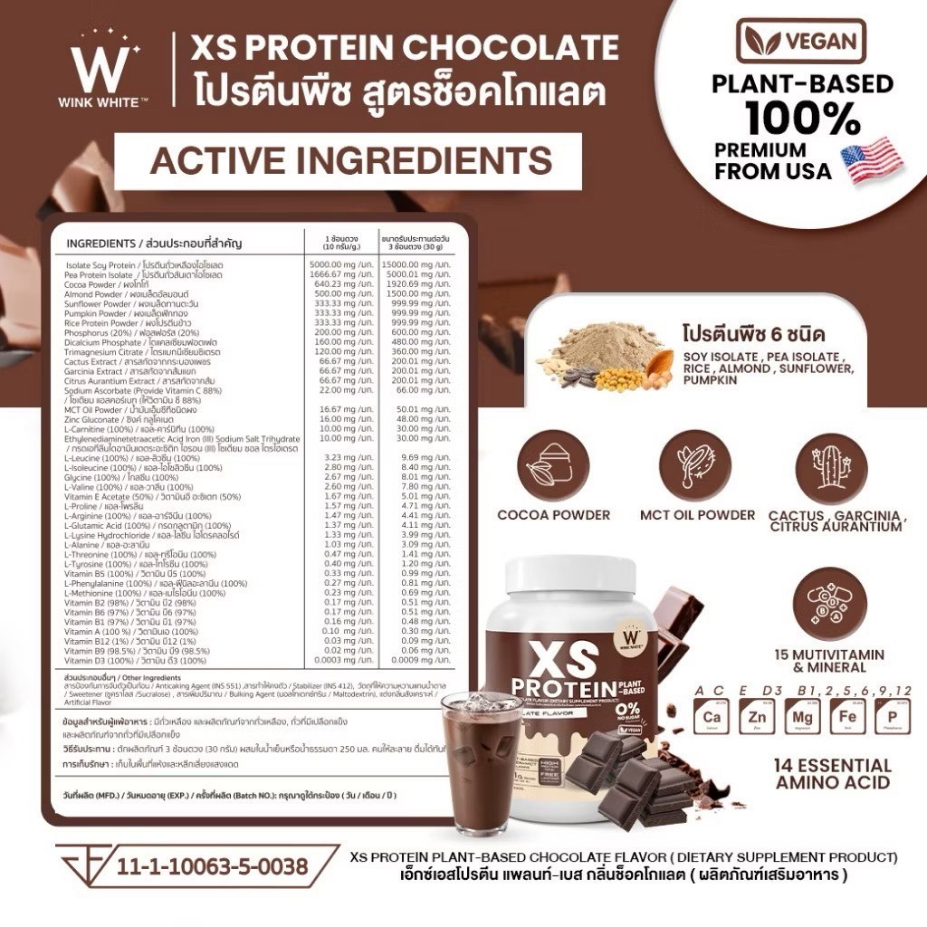 [โปรตีน] Wink White XS PROTEIN โปรตีนวิงค์ไวท์ ทดแทนมื้ออาหาร 240 g. ราคา ถูกที่สุด ดีลบีเคเค แกลเลอรีภาพที่ 7