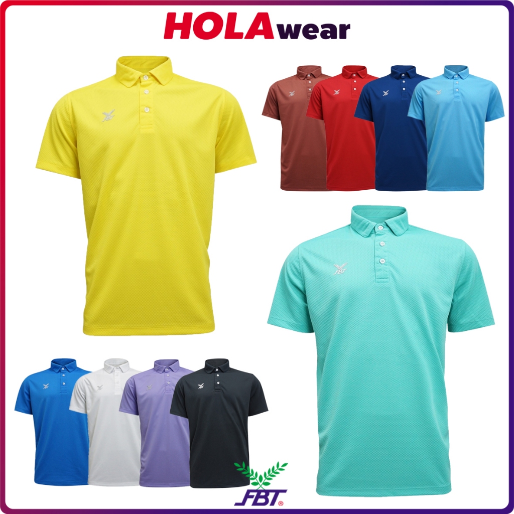 เสื้อโปโล FBT B2C415 โปโลสีพื้น สกรีนภาษาญี่ปุ่น ชายข้าง โลโก้สีเทาเงิน