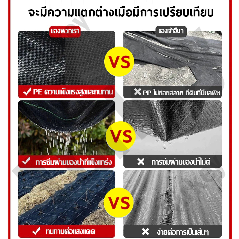 ผ้าคลุมหญ้า ผ้าคลุมดิน พลาสติกคลุมหญ้า พลาสติกคลุมดิน แบ่งขายเป็นเมตร หน้ากว้าง 1เมตร - 5 เมตร - รูปที่ 2