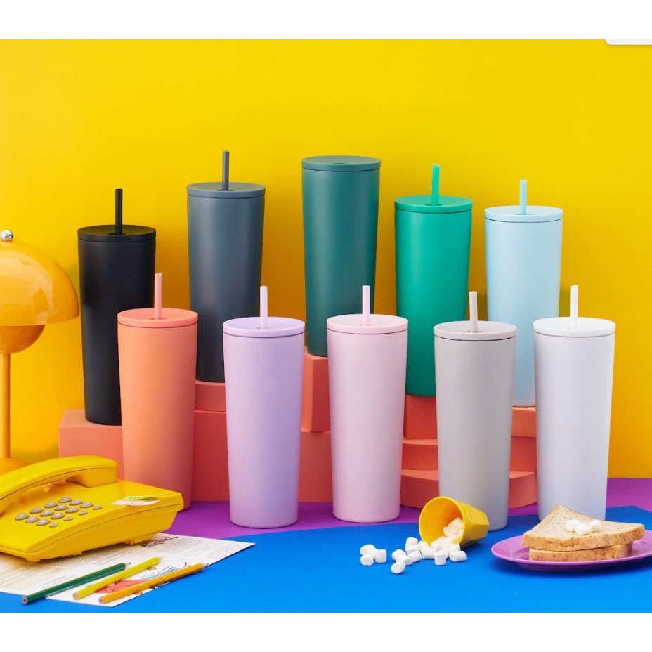 Hapeoแก้วสแตนเลส (ไม่มีโลโก้) Tumbler 710 ml. รุ่น 2 ฝา พร้อมหลอดในตัว แก้วเก็บความเย็น แก้วน้ำ ขวดเปล่าไม่สกรีน ของขวัญ