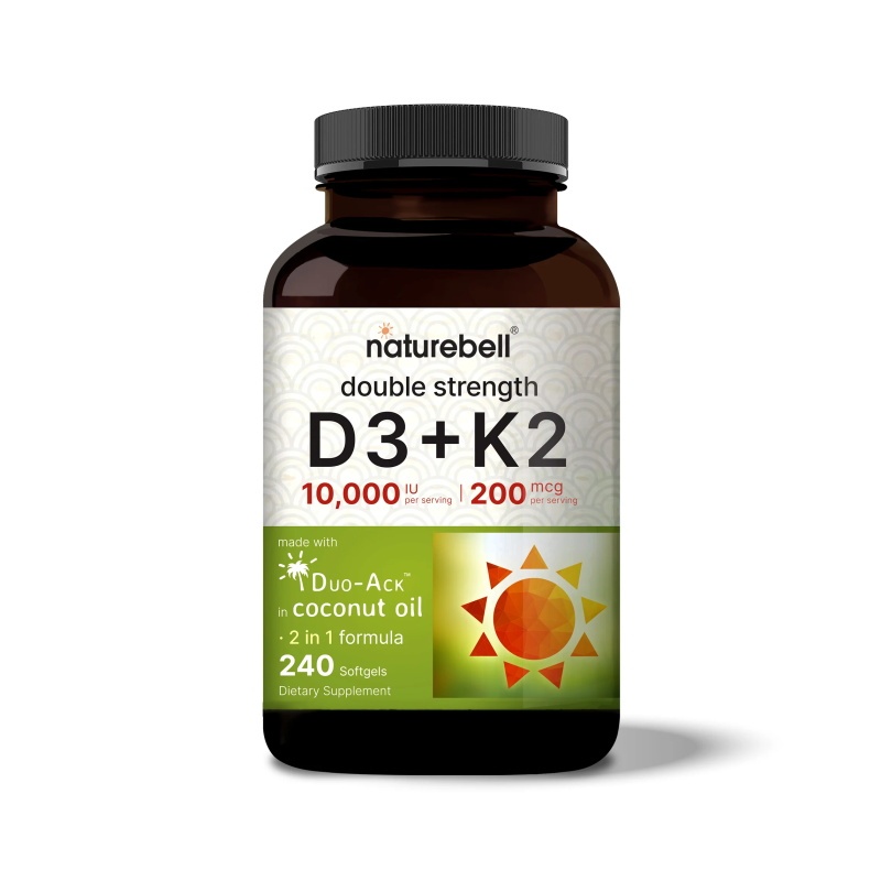 Naturebell Vitamin D3 K2 (10,000 IU Vitamin D + 200mcg Vitamin K MK-7) 240 Softgels 240 ซอฟท์เจล