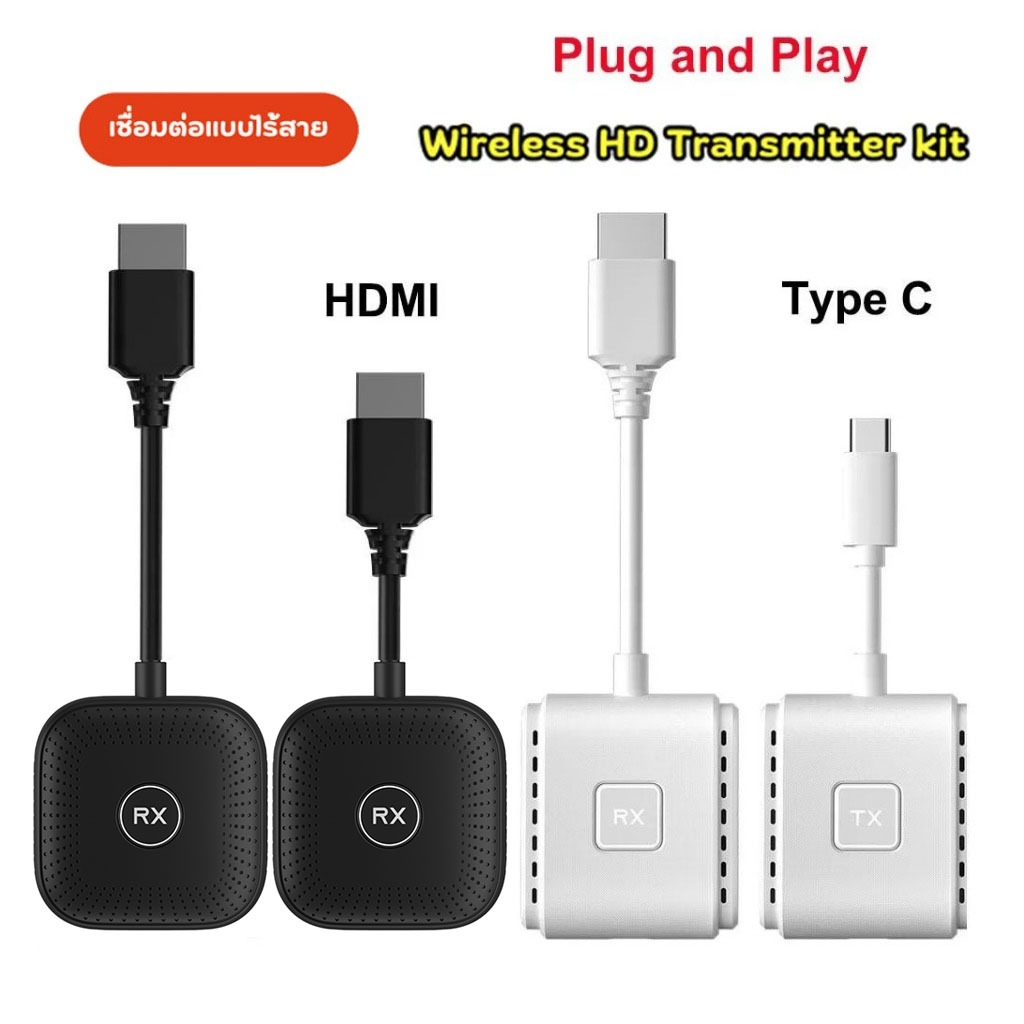 (พร้อมส่ง) Wireless HD Transmitter Receiver kIT 50เมตร HD รุ่น S1-HD-TX/RX / Type-c มีแบบให้เลือก
