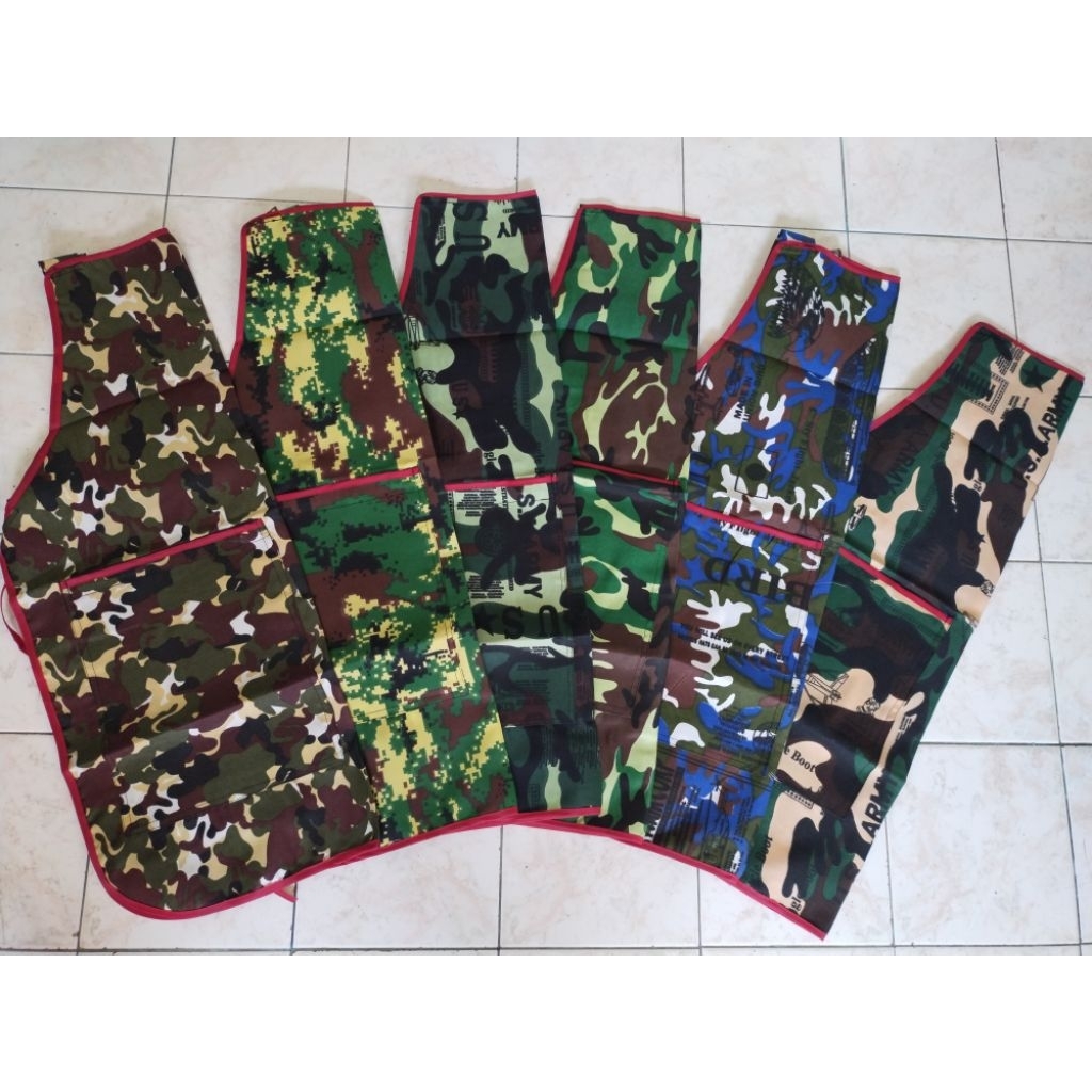 ผ้ากันเปื้อน2กระเป๋า1ซิบลายทหาร