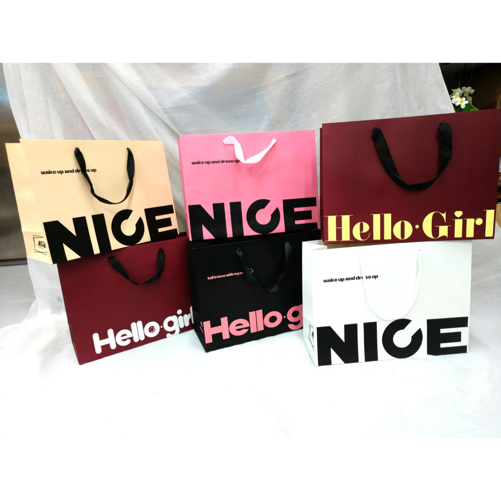 🍒bag.new🍒ถุงกระดาษ ถุงของขวัญ มีหูหิ้ว ลวดลายเรียบหรู ถุงบรรจุภัณฑ์ ถุงกระดาษใส่ของช้อปปิ้ง พร้อมส่ง