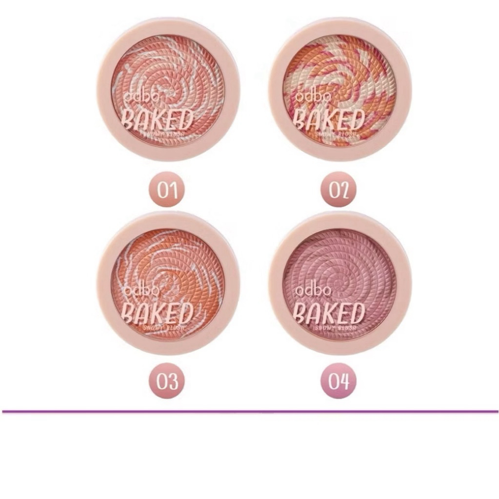 (แท้) Odbo Baked Snowy Blush OD1308 7g.โอดีบีโอ เบคท์ สโนวี่ บลัช
