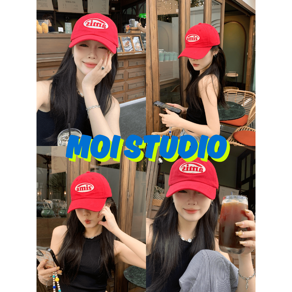 MOI🧢Amis Hat หมวกเบสบอลสไตล์เกาหลี ใส่เที่ยวสงกรานต์ กันแดดได้ดี มีหลายสี หลายลาย ทั้งปักและสกรีน รา