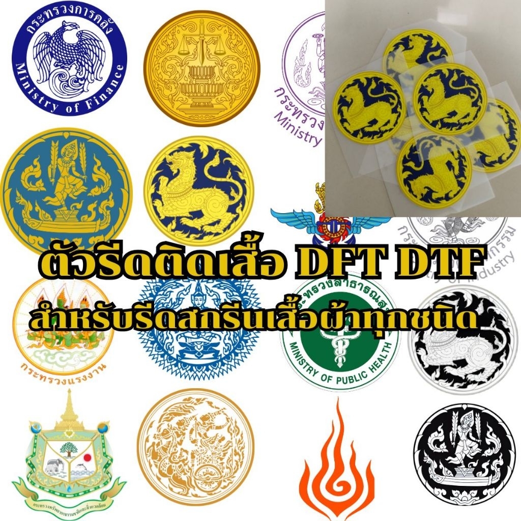 ตัวรีดติดเสื้อ DFT กระทรวง สาธารณสุข มหาดไทย การคลัง อุตสาหกรรม แรงงาน คมนาคม เกษตรและสหกรณ์  ศึกษาธิการ