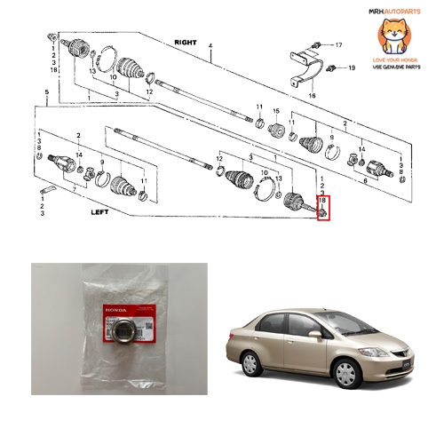 น็อตยึดเพลาขับ Honda City 2003-2008 ZX แท้ศูนย์จำนวน 1 ชิ้น