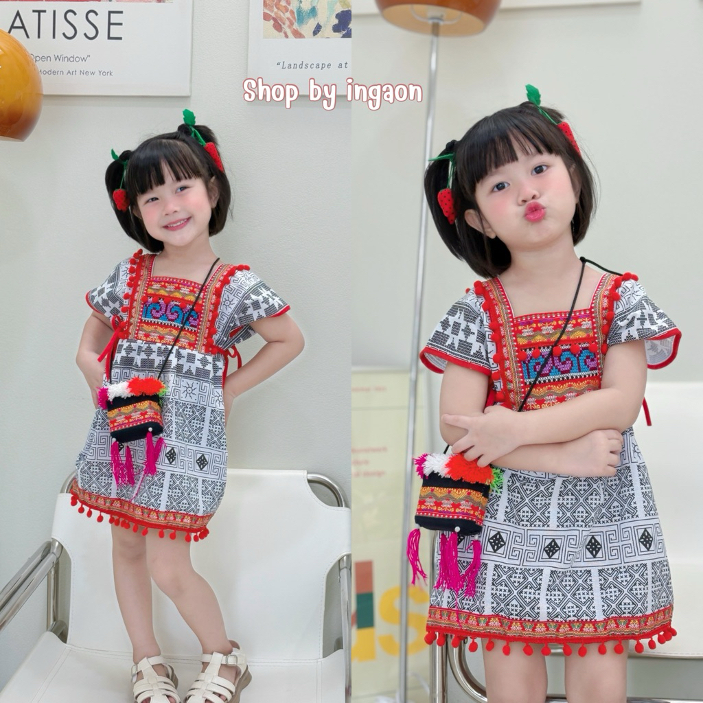 ชุดเด็กดอยผู้หญิง(Set-01)มีไซส์เด็ก1-10ปี รุ่นเเต่งเทป