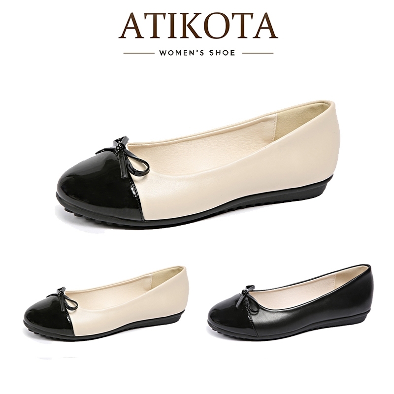 Atikota รองเท้าแบนผู้หญิง โบว์ตกแต่ง น้ำหนักเบา รองเท้าเท้าเดียว