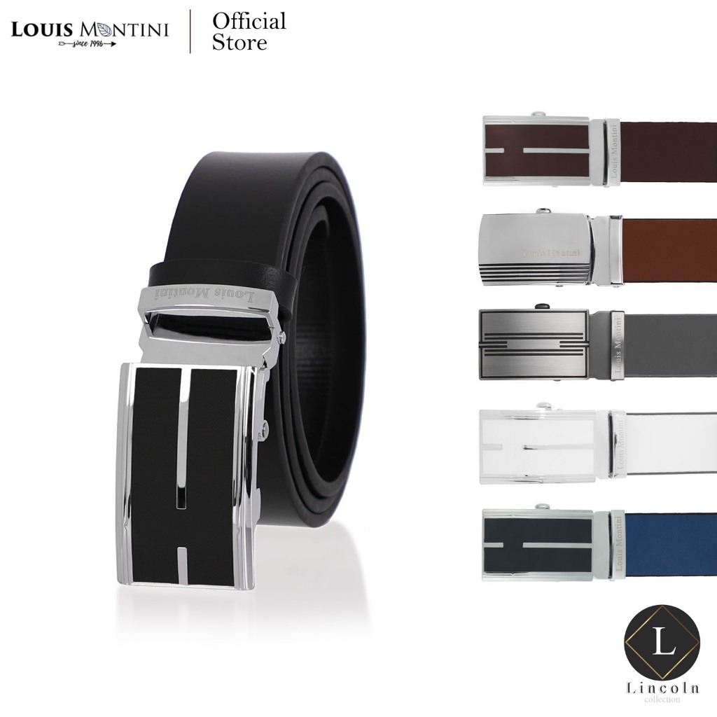 [ส่งด่วนฟรี] Louis Montini Automatic Belt หัวออโต้เมติก เข็มขัดผู้ชาย หนังวัวแท้  Men's Belt MGN350