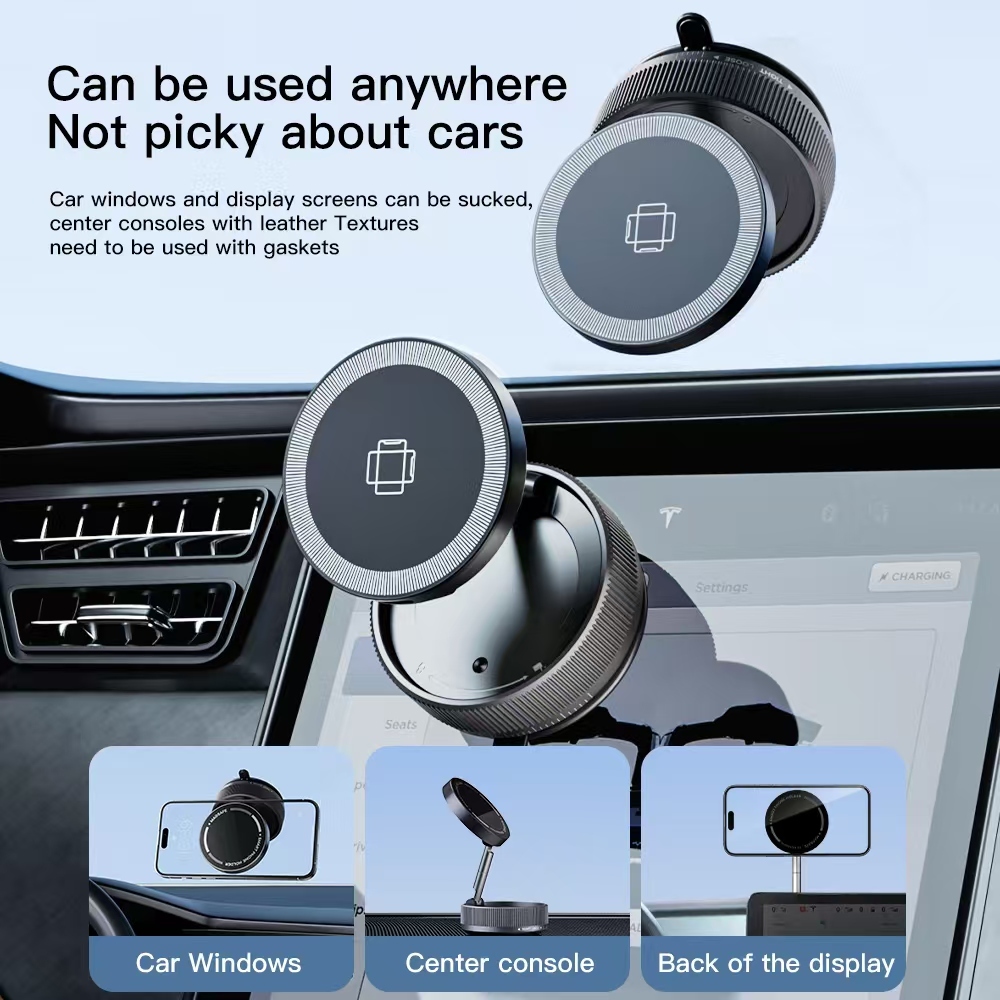 ขาตั้งโทรศัพท์แม่เหล็ก ชาร์จไร้สาย 15W รุ่น K10C-A หมุนได้ 360° สูญญากาศยึดแน่น ใช้ในรถ/โต๊ะทำงาน - รูปที่ 5