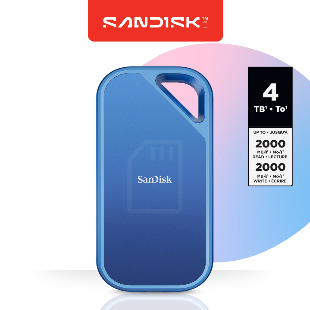 SanDisk Creator Pro Portable SSD - 4TB Speed Up to R 2000Mb/s , W 2000Mb/s ( SDSSDE81C-4T00-G25 ) 5Y