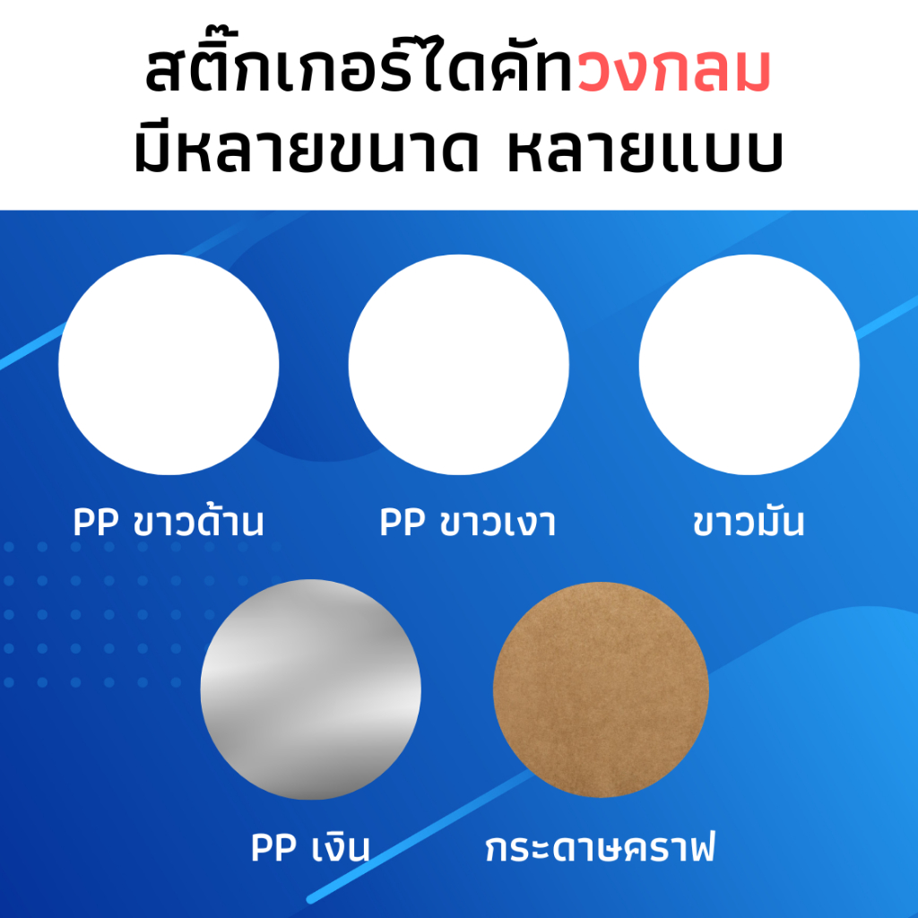 สติ๊กเกอร์วงกลมไดคัท สีขาว เงิน กระดาษคราฟ สติ๊กเกอร์แปะรูใส่หลอด แปะแก้วน้ำ แปะฝากล่อง