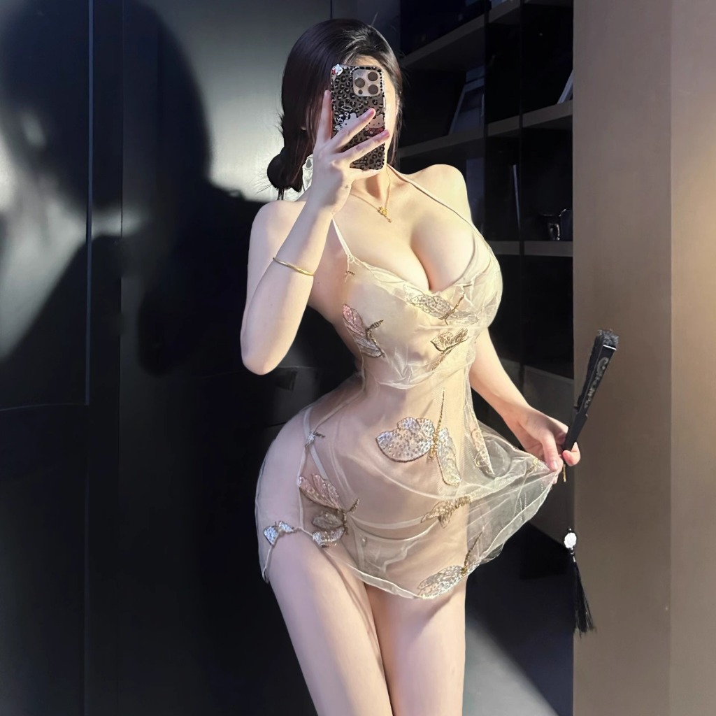 Sexy Girlกระโปรงซีทรูตาข่าย ชุดนอนคอฮอลเตอร์เซ็กซี่ รูปที่ 5