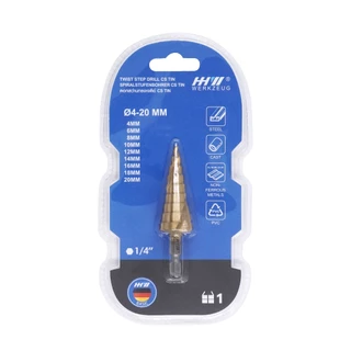 HHW ดอกสว่านทรงเจดีย์ 1/4" hex CS TIN Step drill CS TIN 1/4" hex คุ้มค่า คุ้มราคา